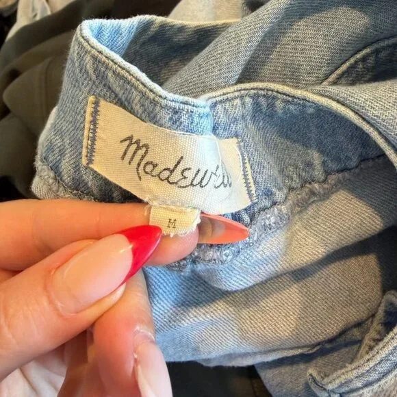 Madewell Cotton Linen Blend Denim Swing Top Size Small - Picture 3 of 4